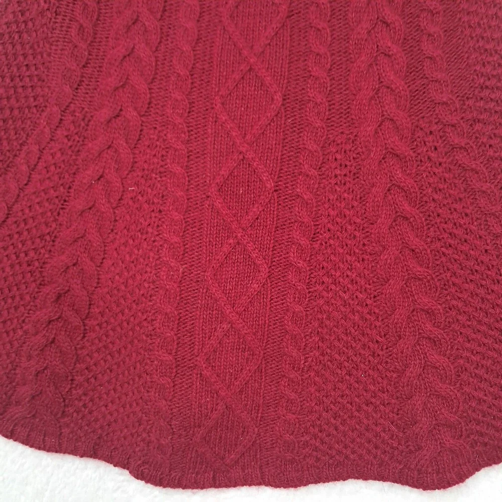 Lauren Ralph Lauren Sweater Women's XS Red Lambswool Christmas Cable Knit Preppy